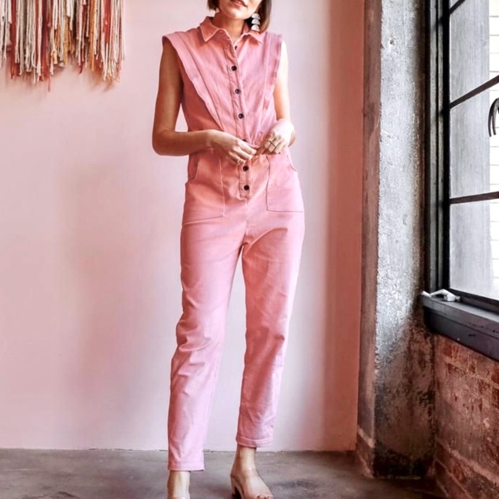 Nooworks striped cotton sleeveless jumpsuit XS